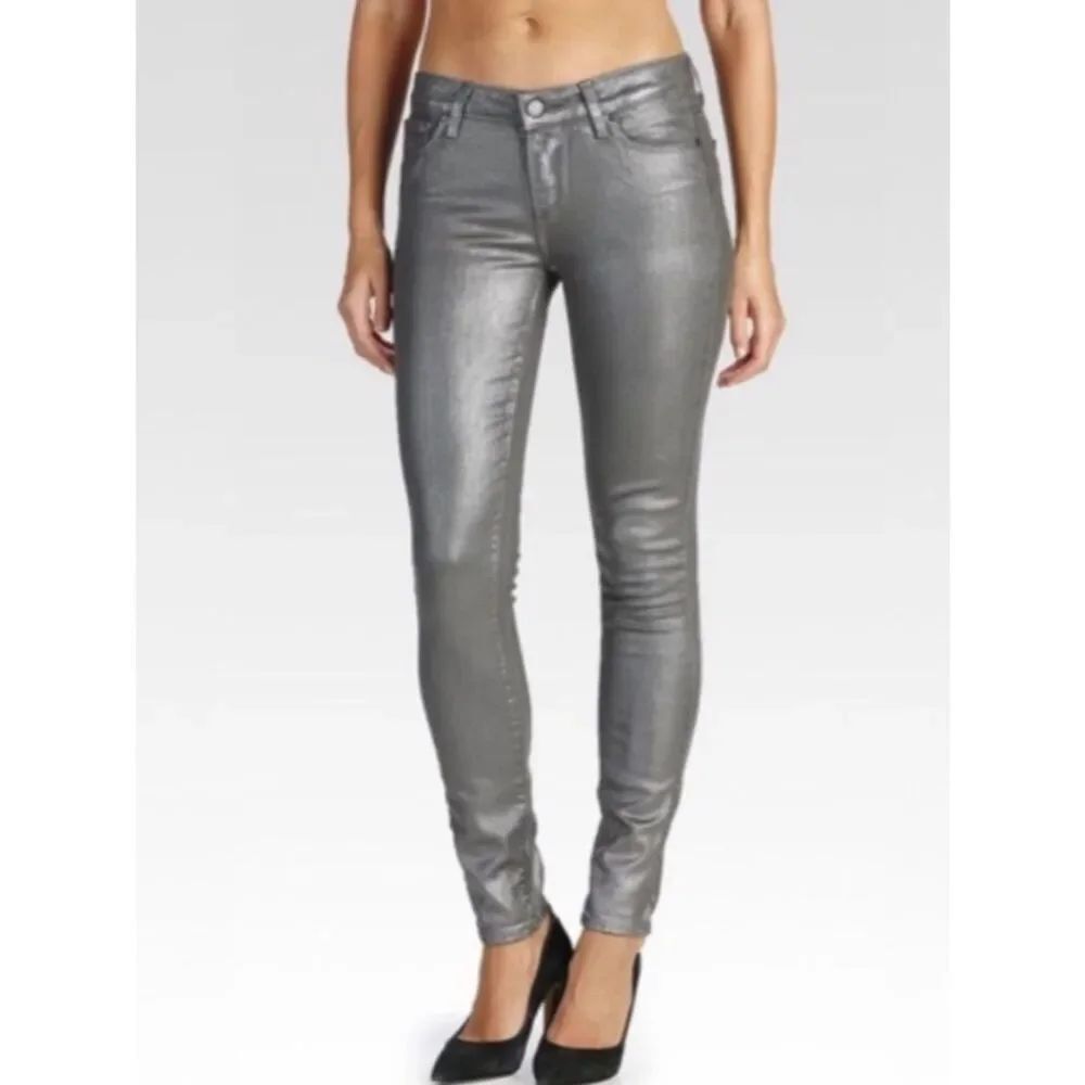 PAIGE Verdugo Ultra Skinny Jean Gray Metallic Womens 29
